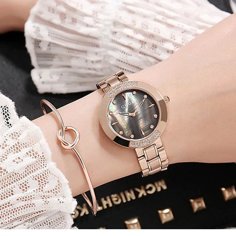 Luxury Guou Brand Exquisite Rhineston Rose Gold Steel Woman Casual Quartz Clocks Lady Watches Simple Wristwatch Relogio Female
Luxury Guou Brand Exquisite Rhineston Rose Gold Steel Woman Casual Quartz Clocks Lady Watches Simple Wristwatch Relogio Female