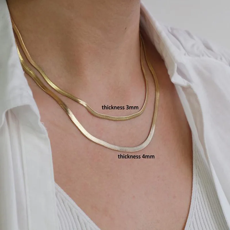3mm 4mm Stainless Steel Snake Chain Necklace for Women Flat Link Clavicle Choker Necklace Girls Drop Shipping
3mm 4mm Stainless Steel Snake Chain Necklace for Women Flat Link Clavicle Choker Necklace Girls Drop Shipping