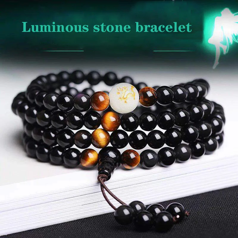 Couples Bracelets Luminous Obsidian Natural Stones Beads Chain Bracelet on Hand Female Male Chains Jewelry Men's Women's Gift
Couples Bracelets Luminous Obsidian Natural Stones Beads Chain Bracelet on Hand Female Male Chains Jewelry Men's Women's Gift