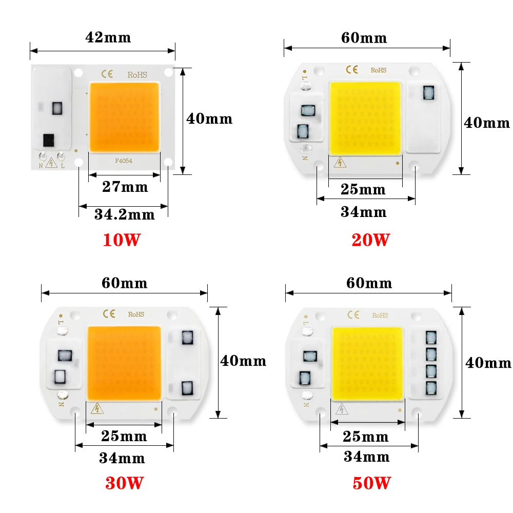 COB светодиодная лампа CHIP AC220V 110V свет 10W 20W 30W 50W чипа высокой яркости умный IC DIY световой прожектор Spotlight Floodlight.