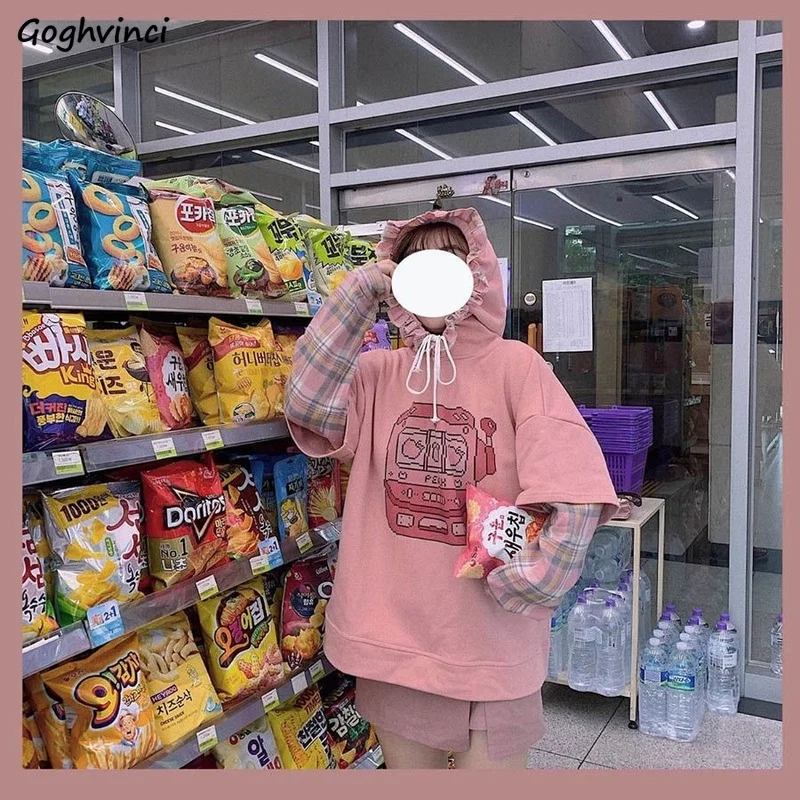 With Hat Hoodies Women Cute Fake Two-pieces Ruffles Drawstring Spliced Sweatshirts Female Kawaii Loose Plaid Ins Hoodies Tops
With Hat Hoodies Women Cute Fake Two-pieces Ruffles Drawstring Spliced Sweatshirts Female Kawaii Loose Plaid Ins Hoodies Tops