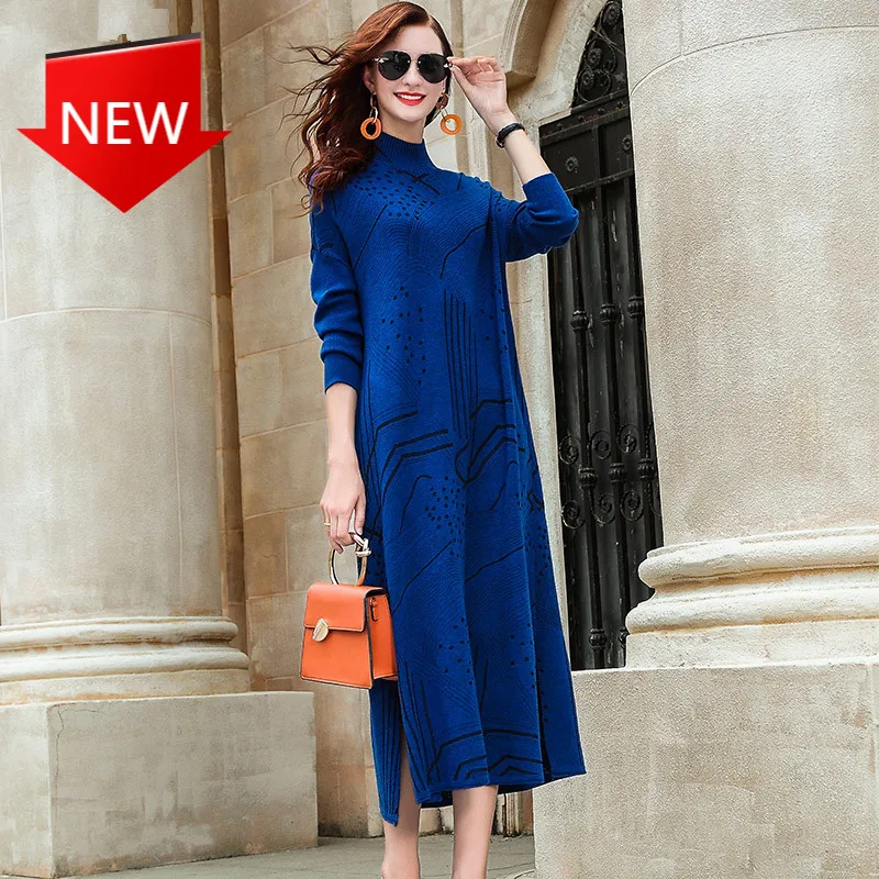 Knit Highneck Dress Female Slim Sweater Bodycon Warm Dress vestido Autumn Winter Midi Sweater Dress Women Mid-length
Knit Highneck Dress Female Slim Sweater Bodycon Warm Dress vestido Autumn Winter Midi Sweater Dress Women Mid-length