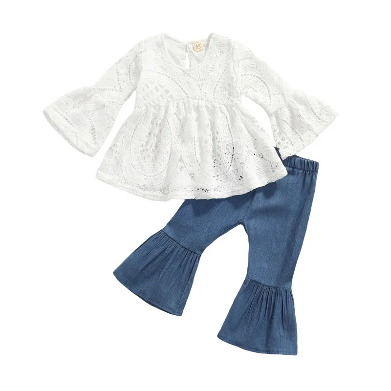 Girls Clothes Set, Hollow Out Long Sleeve Large Hem O-neck Tops+Solid Color Flared Trousers
Girls Clothes Set, Hollow Out Long Sleeve Large Hem O-neck Tops+Solid Color Flared Trousers