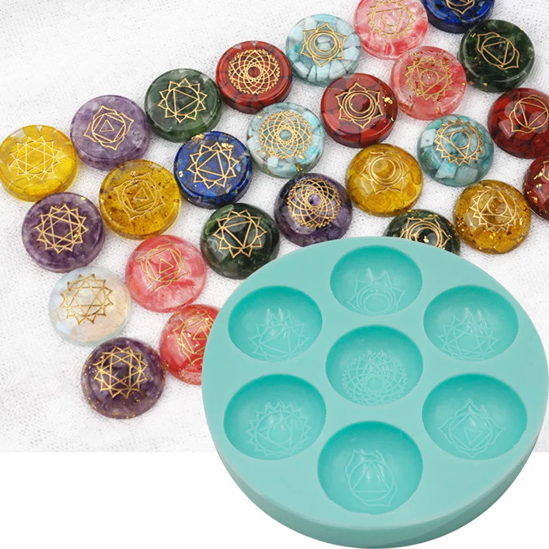 New Seven Chakra Round Silicone Mold Hemisphere Chocolate Candy Cake DIY Handmade Gypsum Epoxy Jewelry Model
New Seven Chakra Round Silicone Mold Hemisphere Chocolate Candy Cake DIY Handmade Gypsum Epoxy Jewelry Model