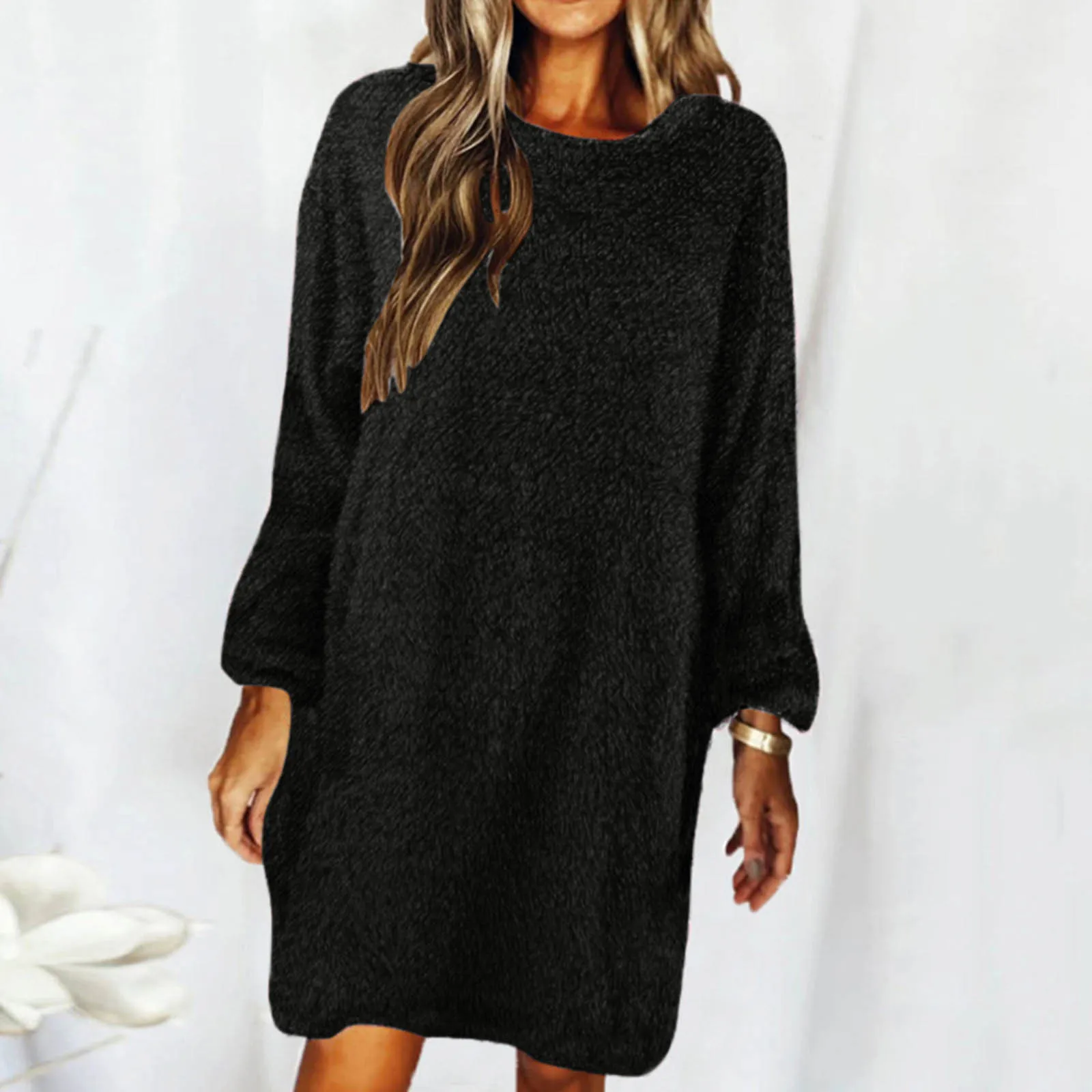 Autumn Winter Dress 2021 Women's Solid Colorround Neck Long Sleeve Loose Plush Sweater Dress Elegant Dresses For Women Robes
Autumn Winter Dress 2021 Women's Solid Colorround Neck Long Sleeve Loose Plush Sweater Dress Elegant Dresses For Women Robes