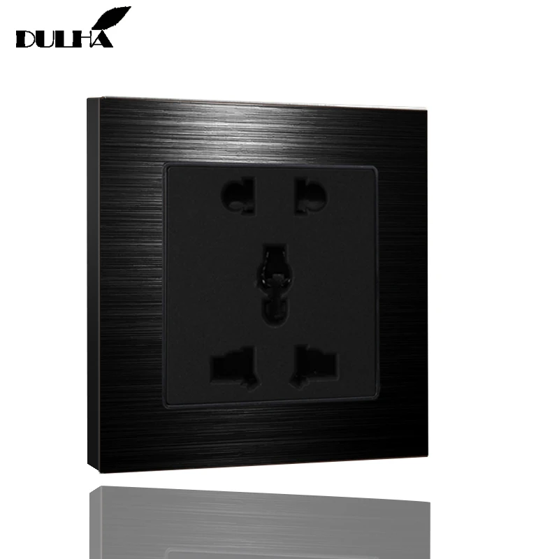 EU UK US Universal 5-Pins/hole Wall Socket, Multifuncational 5 Pin Electrical Plug Power Outlet, Luxury Brushed Aluminum Panel
EU UK US Universal 5-Pins/hole Wall Socket, Multifuncational 5 Pin Electrical Plug Power Outlet, Luxury Brushed Aluminum Panel