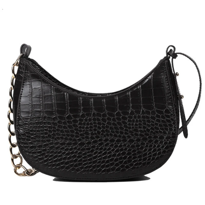 Vintage Alligator Pattern PU Leather Ladies Tote Chain Half Moon Women Crossbody Bags
Vintage Alligator Pattern PU Leather Ladies Tote Chain Half Moon Women Crossbody Bags