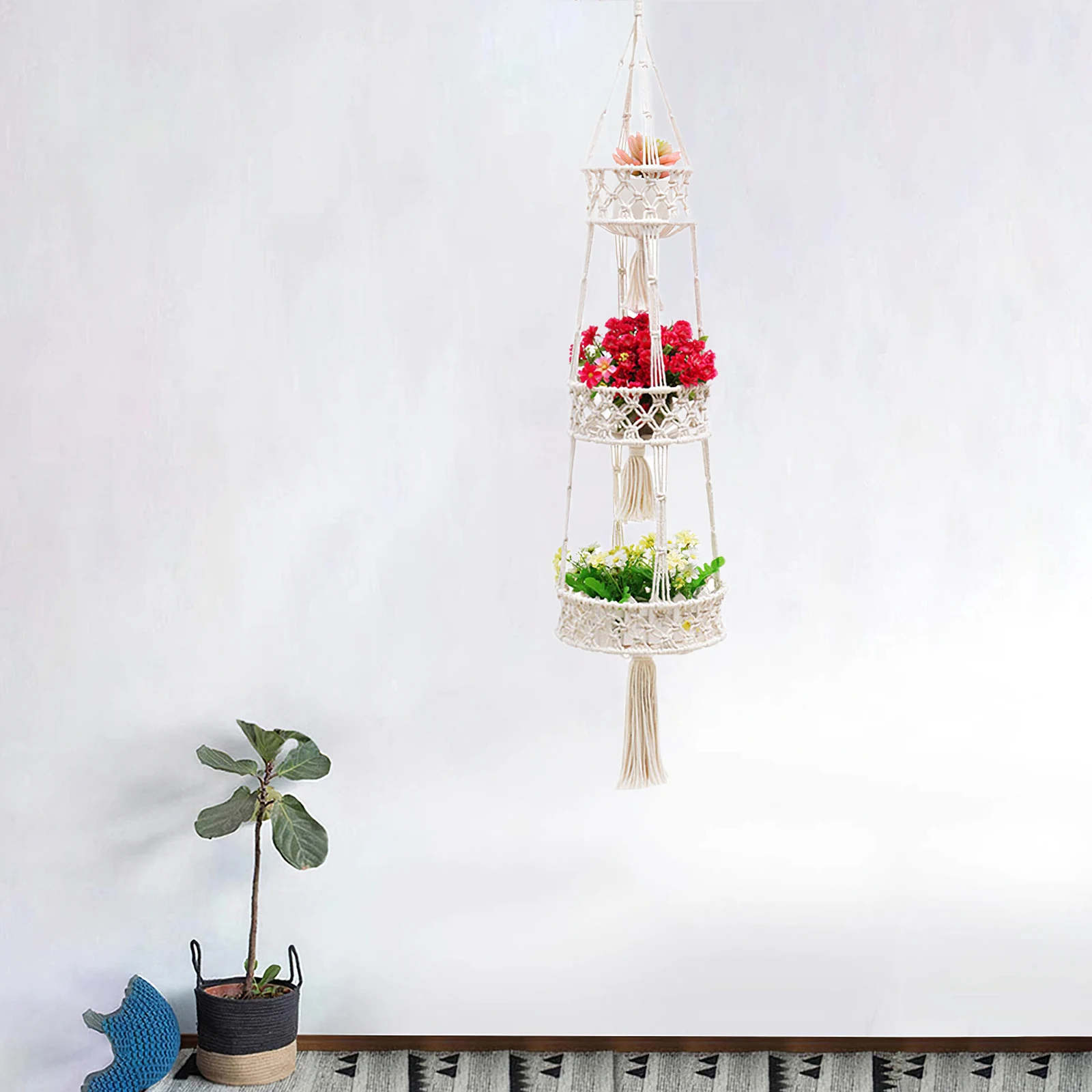 3-Layer Fruit Basket Bamboo Ring Decoration Hanging Basket Cotton Rope Woven Tassel Woven Hanging Rope Tapestry Container
3-Layer Fruit Basket Bamboo Ring Decoration Hanging Basket Cotton Rope Woven Tassel Woven Hanging Rope Tapestry Container