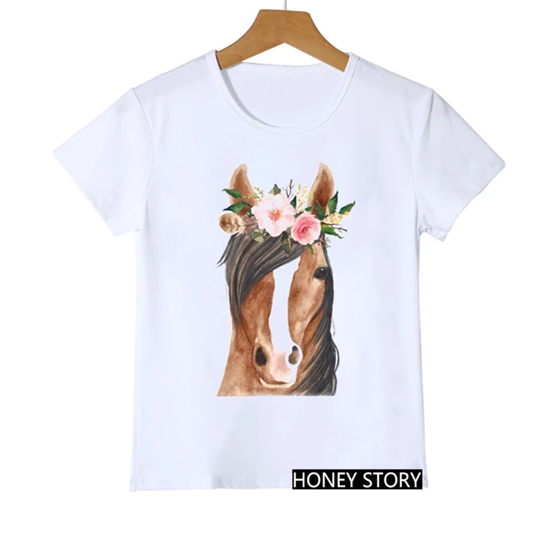 Забавная детская футболка для девочек с принтом милой лошади пингвина собаки