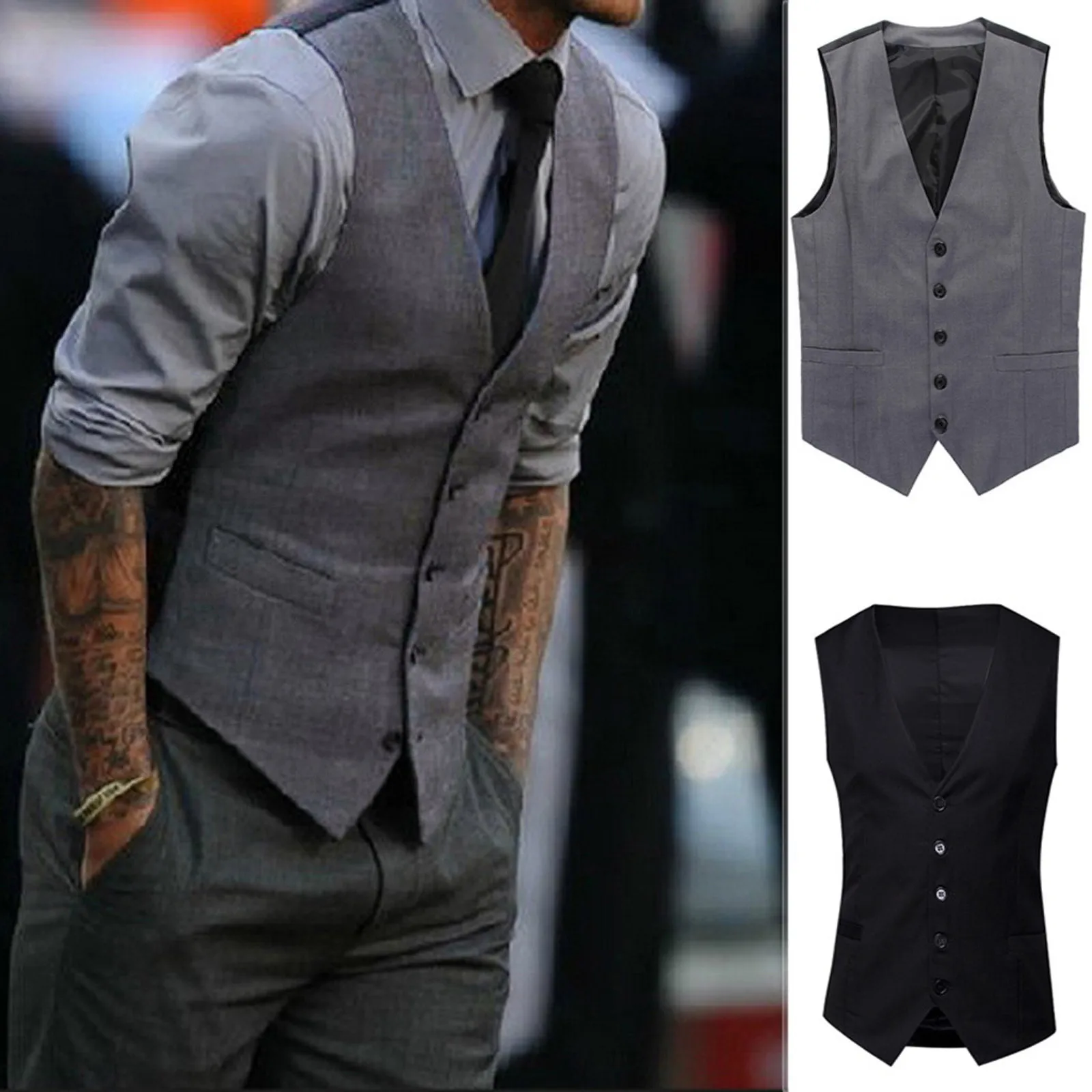 2021 Fashion Elegant Men's Vests Solid Color Button Up V-Neck Sleeveless Vests With Pockets Business Men Vests veste homme
2021 Fashion Elegant Men's Vests Solid Color Button Up V-Neck Sleeveless Vests With Pockets Business Men Vests veste homme