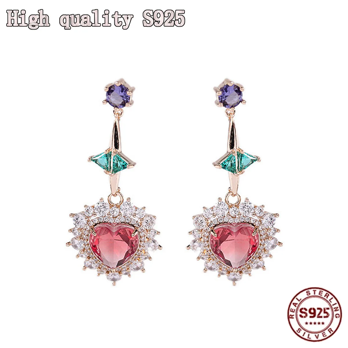Fashion Jewelry Heart Design Color Zirconium Inlaid S925 Silver Needle Pink Zirconium Peach Earrings for Women Heart Earrings
Fashion Jewelry Heart Design Color Zirconium Inlaid S925 Silver Needle Pink Zirconium Peach Earrings for Women Heart Earrings