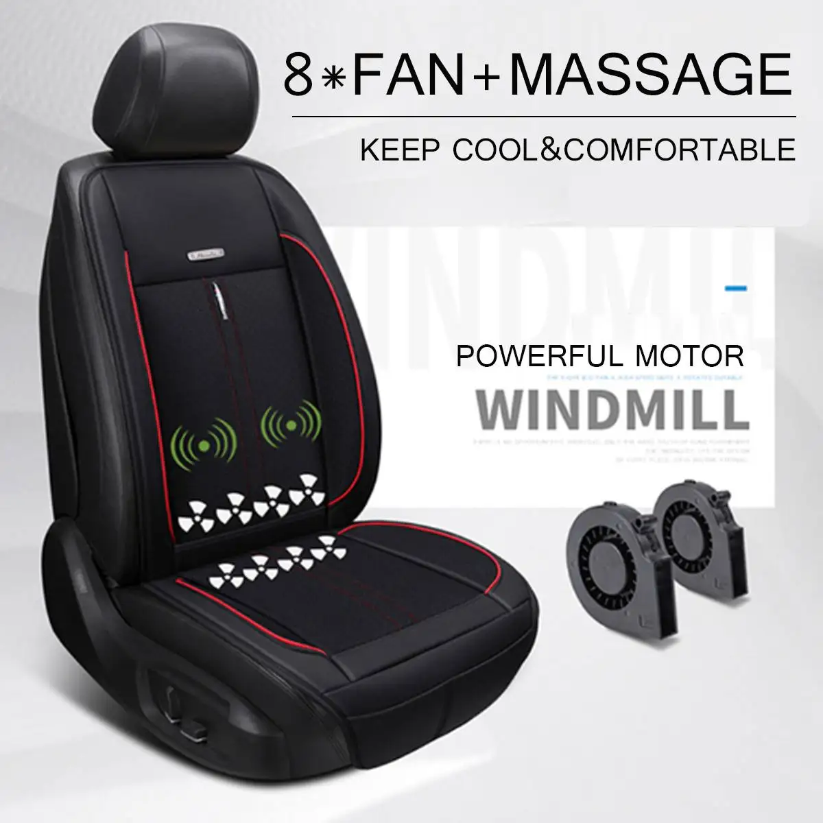 Universal 2 In 1 Car Seat Cover Cooling & Massage Chair Cushion with 8 Cooler Fans Automobiles Seat Protector Covers 12/24V
Universal 2 In 1 Car Seat Cover Cooling & Massage Chair Cushion with 8 Cooler Fans Automobiles Seat Protector Covers 12/24V