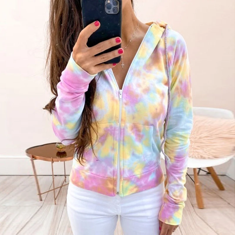 Women Hoodies Coat Tie Dye Women Hooded Jacket Women Autumn Streetwear Kpop Fashion Hoodie Coats Zip-up Femme Outwear
Women Hoodies Coat Tie Dye Women Hooded Jacket Women Autumn Streetwear Kpop Fashion Hoodie Coats Zip-up Femme Outwear