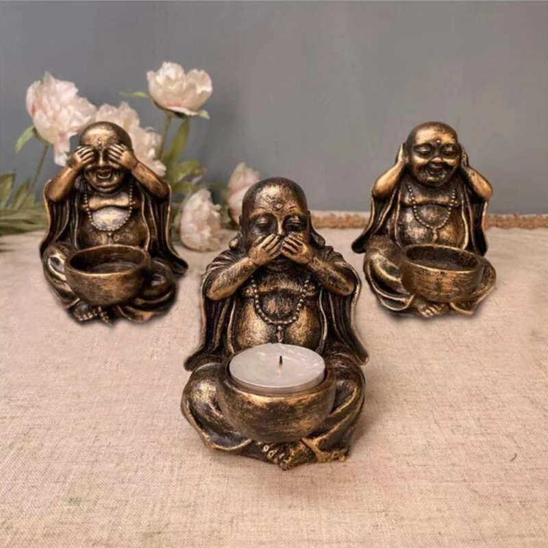 3Pcs Statues with Candle Holder Tea Light Incense Burner No Hear See Speak Sitting Meditating Figurines Decor
3Pcs Statues with Candle Holder Tea Light Incense Burner No Hear See Speak Sitting Meditating Figurines Decor
