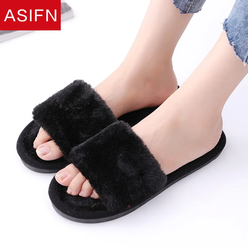 ASIFN Women's Faux Fur Slides Home Winter Plush Slippers Soft Soles Indoor Platform Flat Shoes Ladies Furry Slippers New
ASIFN Women's Faux Fur Slides Home Winter Plush Slippers Soft Soles Indoor Platform Flat Shoes Ladies Furry Slippers New