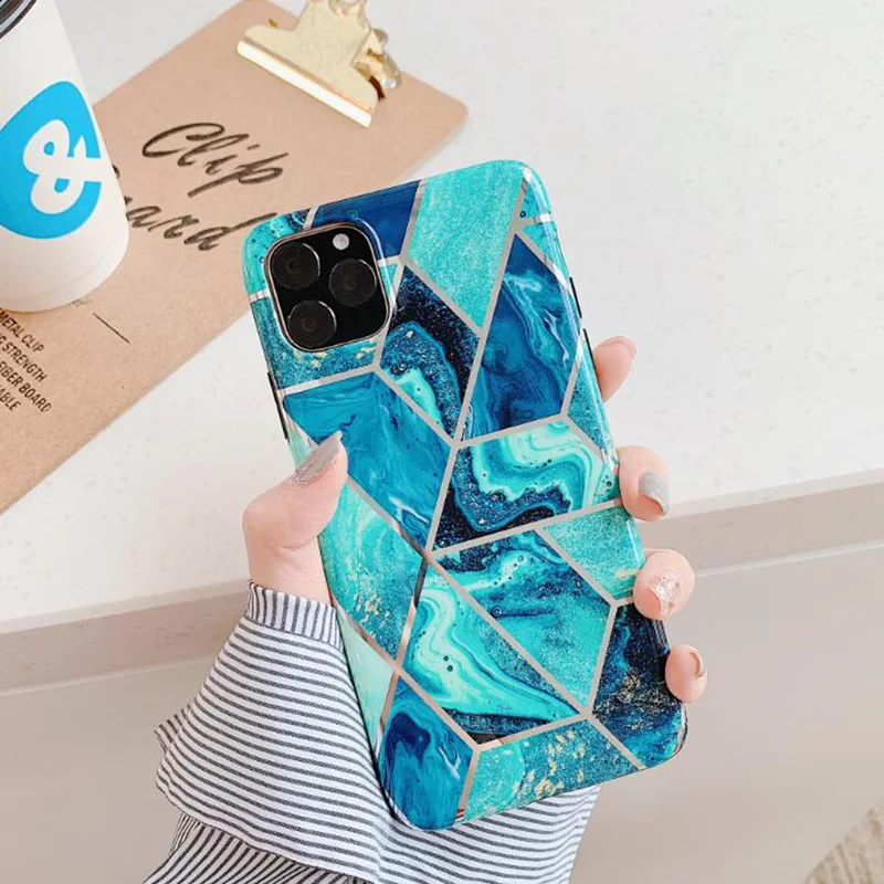Чехол для iphone 11 Pro Max 6 s 7 8 plus X XR XS геометрический узор защитный ТПУ силиконовый