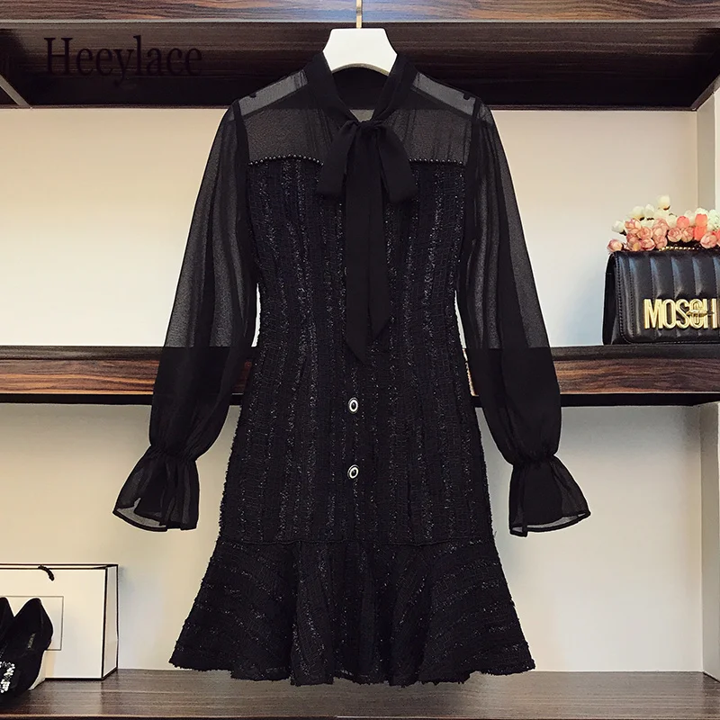 Plus Size Women Long Sleeve Patchwork Tweed Dresses French Vintage Ruffles Vestidos 4XL Office Ladies Elegant Party Dresses 2021
Plus Size Women Long Sleeve Patchwork Tweed Dresses French Vintage Ruffles Vestidos 4XL Office Ladies Elegant Party Dresses 2021
