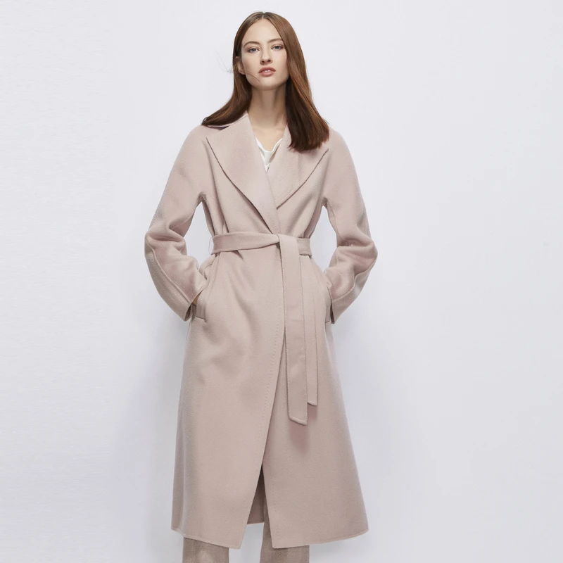 

Пальто из натуральной шерсти, 100%, длинное, приталенное, в Корейском стиле, женская одежда, Zjt641