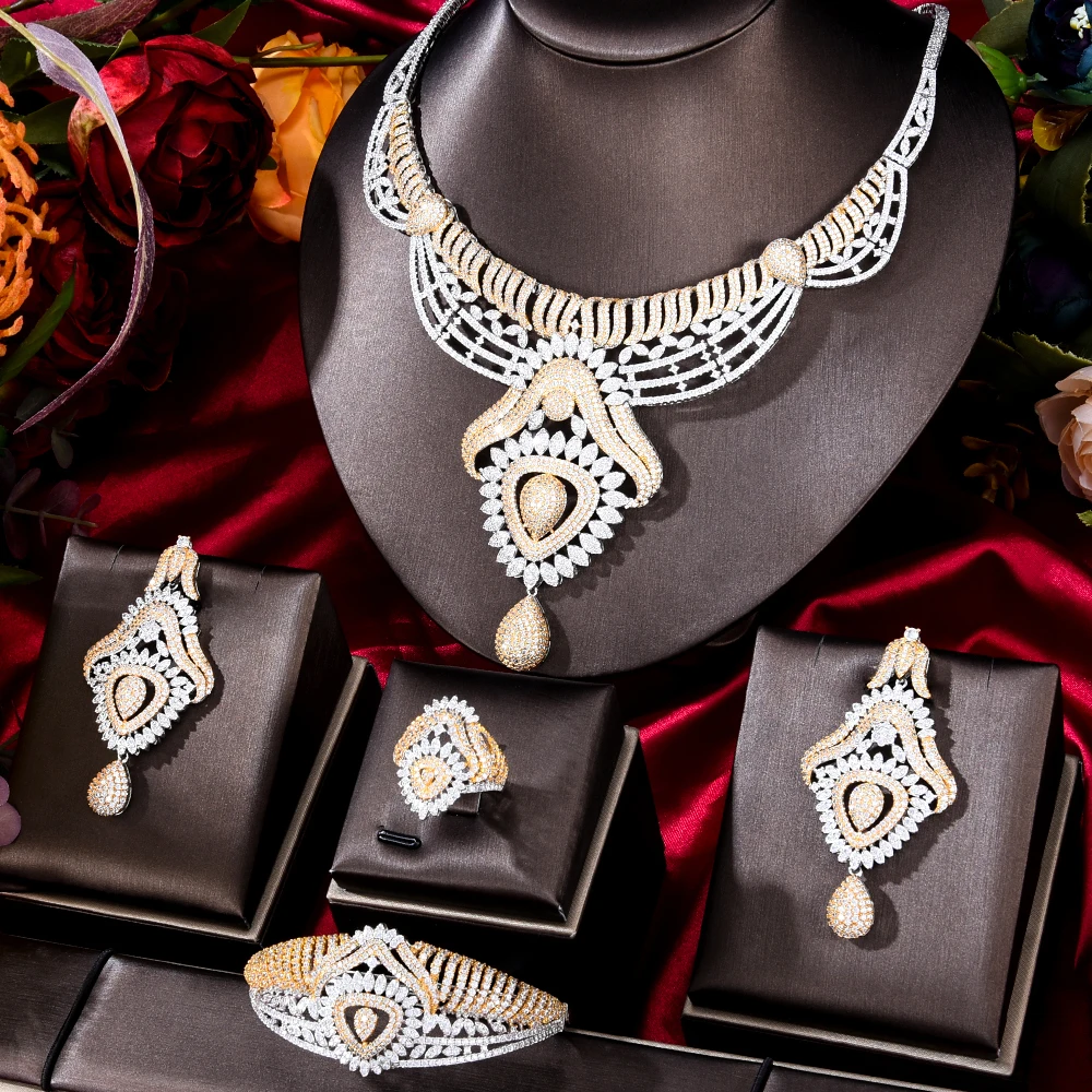 Siscathy Ethiopian Luxurious Full Micro Zircon Wedding Jewelry Set For Women Female Gold Noble Engagement Exquisite Accessories
Siscathy Ethiopian Luxurious Full Micro Zircon Wedding Jewelry Set For Women Female Gold Noble Engagement Exquisite Accessories