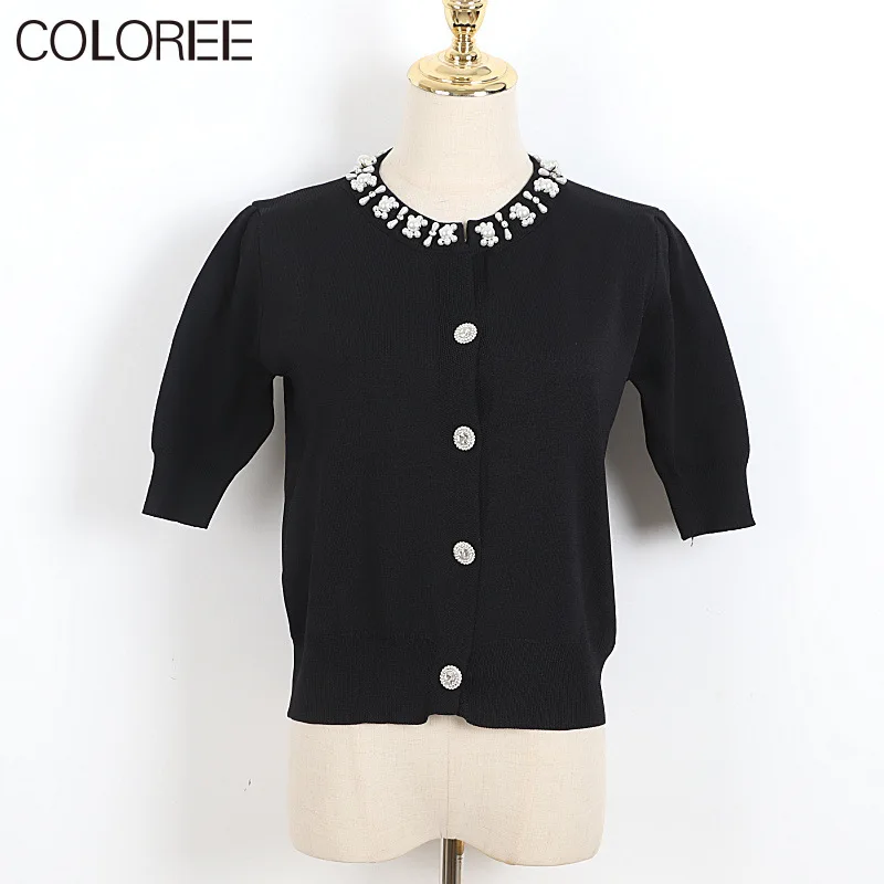 Summer Clothes for Women 2021 Korean Fashion Pearls Beaidng Tops Women Casual O-neck Short Sleeve Thin Knitted Pull Femme
Summer Clothes for Women 2021 Korean Fashion Pearls Beaidng Tops Women Casual O-neck Short Sleeve Thin Knitted Pull Femme