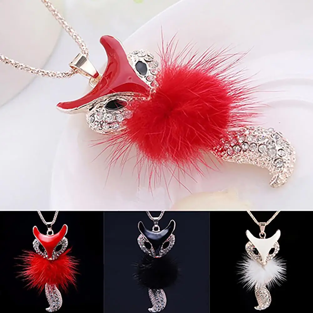 Hot Sales Women's Rhinestone Faux Fur Cute Fox Pendant Long Sweater Necklace Jewelry
Hot Sales Women's Rhinestone Faux Fur Cute Fox Pendant Long Sweater Necklace Jewelry