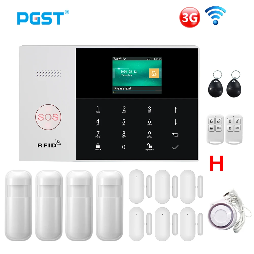 PGST PG105 WIFI 3G GSM Alarm Systems Security Home With Motion Sensor RFID APP Remote Control 433MHz Alarm System for Home
PGST PG105 WIFI 3G GSM Alarm Systems Security Home With Motion Sensor RFID APP Remote Control 433MHz Alarm System for Home