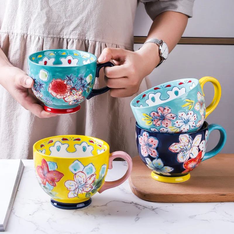 Ceramic Coffee Mugs and Cups Large Capacity Hand Painted Flower Household Office Using Porcelain Creative Drinking Water Mug
Ceramic Coffee Mugs and Cups Large Capacity Hand Painted Flower Household Office Using Porcelain Creative Drinking Water Mug
