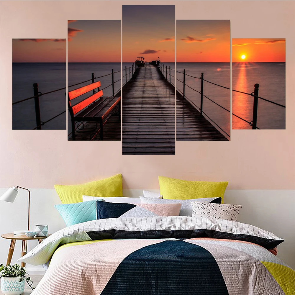5 Pieces Wall Art Canvas Painting Dock Sunset Ocean Landscape Poster Home Pictures Modern Living Room Bedroom For Decoration
5 Pieces Wall Art Canvas Painting Dock Sunset Ocean Landscape Poster Home Pictures Modern Living Room Bedroom For Decoration