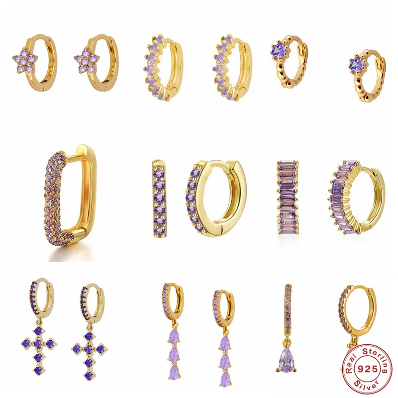 Aide 2021 Trend Earring 925 Sterling Silver Minimalist Bling Purple Crystal Zircon Hoop Earrings Huggie for Women Fine Jewelry
Aide 2021 Trend Earring 925 Sterling Silver Minimalist Bling Purple Crystal Zircon Hoop Earrings Huggie for Women Fine Jewelry