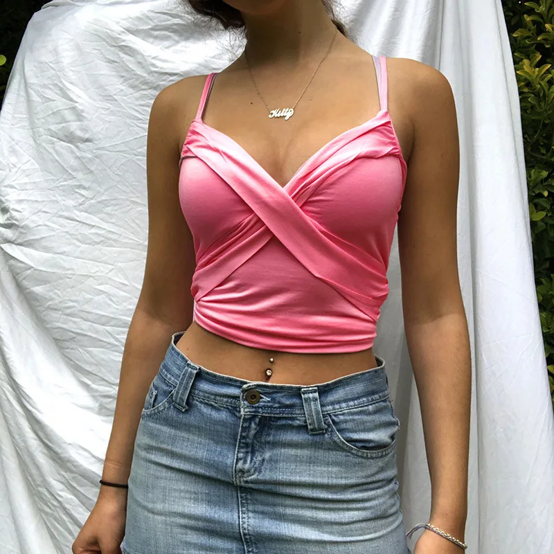 2021 Fashion Women Summer Short Paragraph Top Folds Significant Cross Chest Harness Sexy Slim Solid Color Sleeveless V-Neck Vest
2021 Fashion Women Summer Short Paragraph Top Folds Significant Cross Chest Harness Sexy Slim Solid Color Sleeveless V-Neck Vest