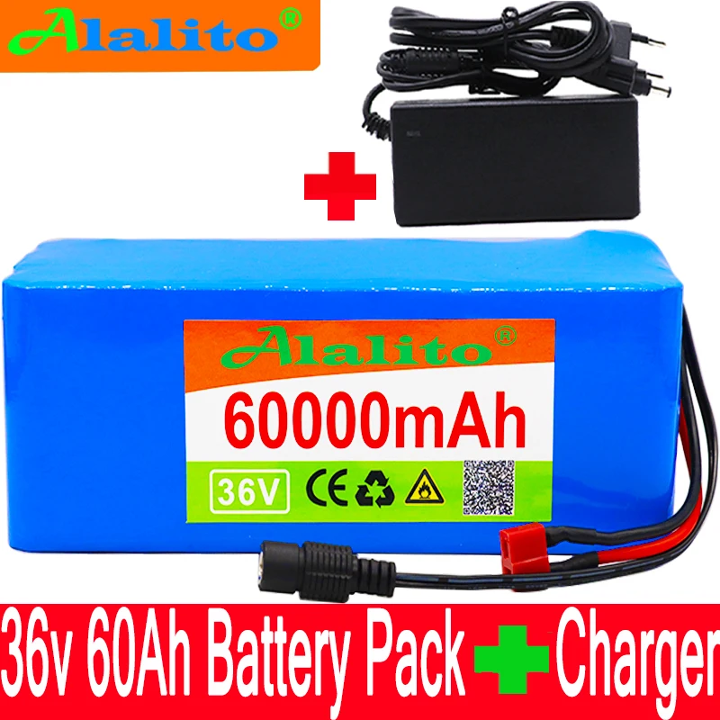Фото 36В батарея 10S4P 60Ah аккумулятор 500 Вт Батарея высокой мощности 42 в 60000 мАч Ebike
