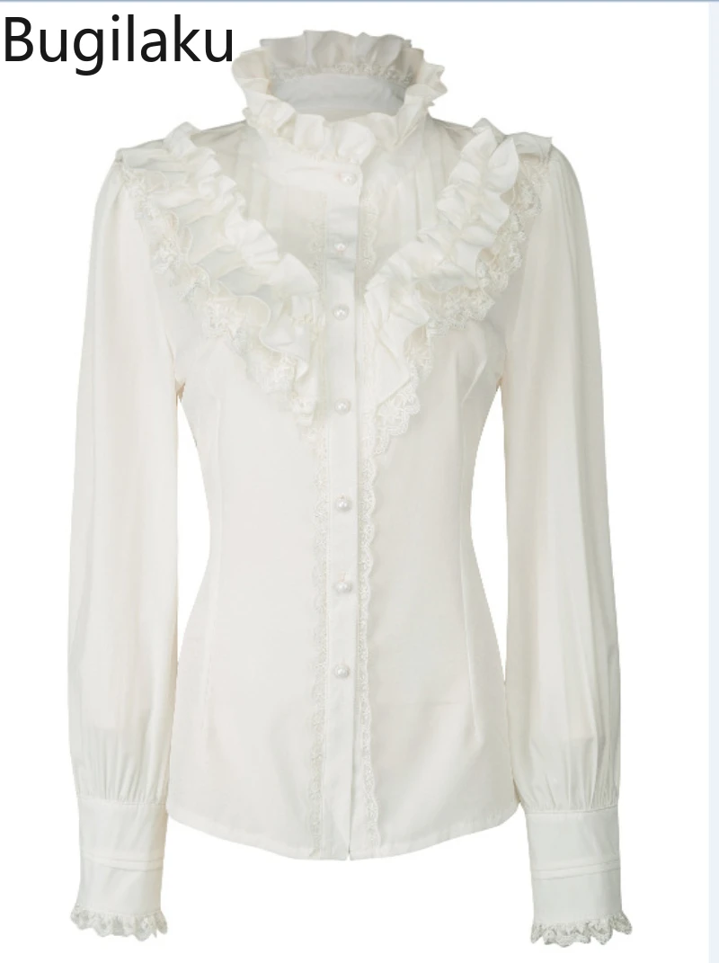 Bugilaku Office Lady Spliced Shirts Women Stand Collar Patchwork Solid Ladies Tops Single Breasted Long Sleeve Ruffles Blouses
Bugilaku Office Lady Spliced Shirts Women Stand Collar Patchwork Solid Ladies Tops Single Breasted Long Sleeve Ruffles Blouses