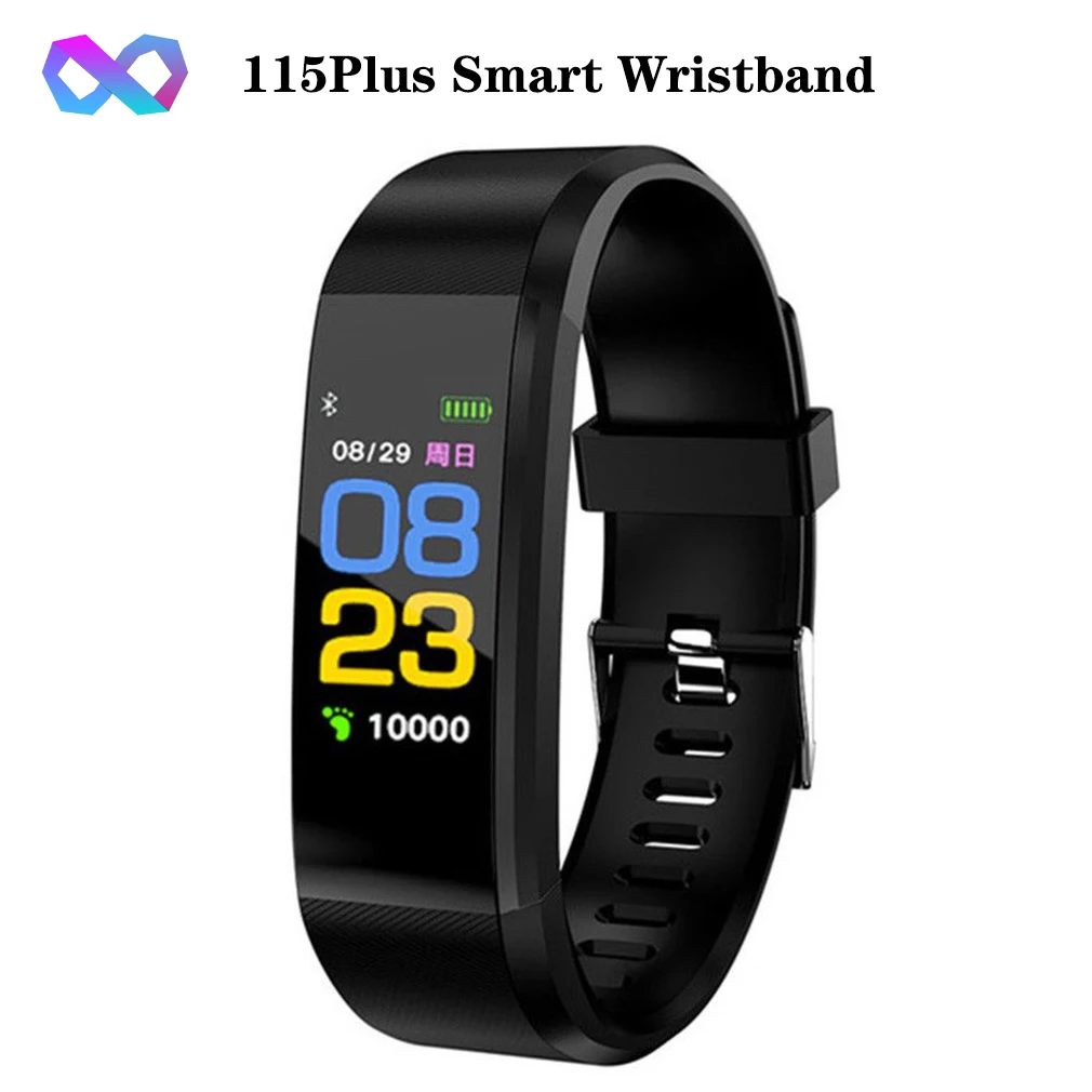 

115 Plus LED Fitness Watch Smartband Wristband Pedometer Calories Waterproof Vibration Reminder Touch Button For Android & iOS