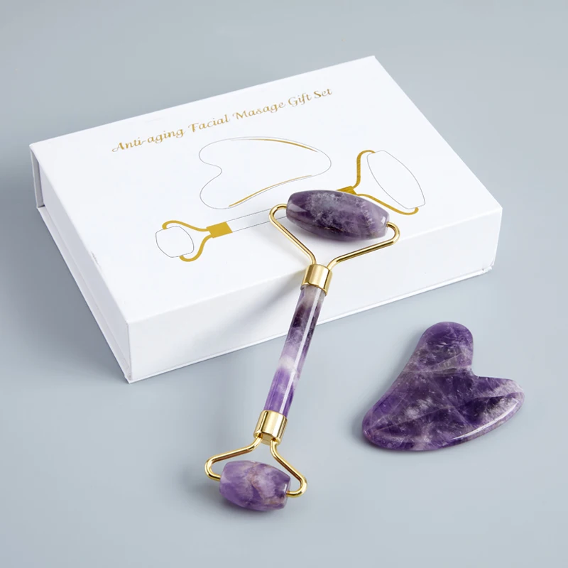 Amethyst Face Massage Roller Gua Sha Massager Natural Stone Jade Anti Wrinkle Facial Beauty Thin Lift Relax Slimming Tools
Amethyst Face Massage Roller Gua Sha Massager Natural Stone Jade Anti Wrinkle Facial Beauty Thin Lift Relax Slimming Tools