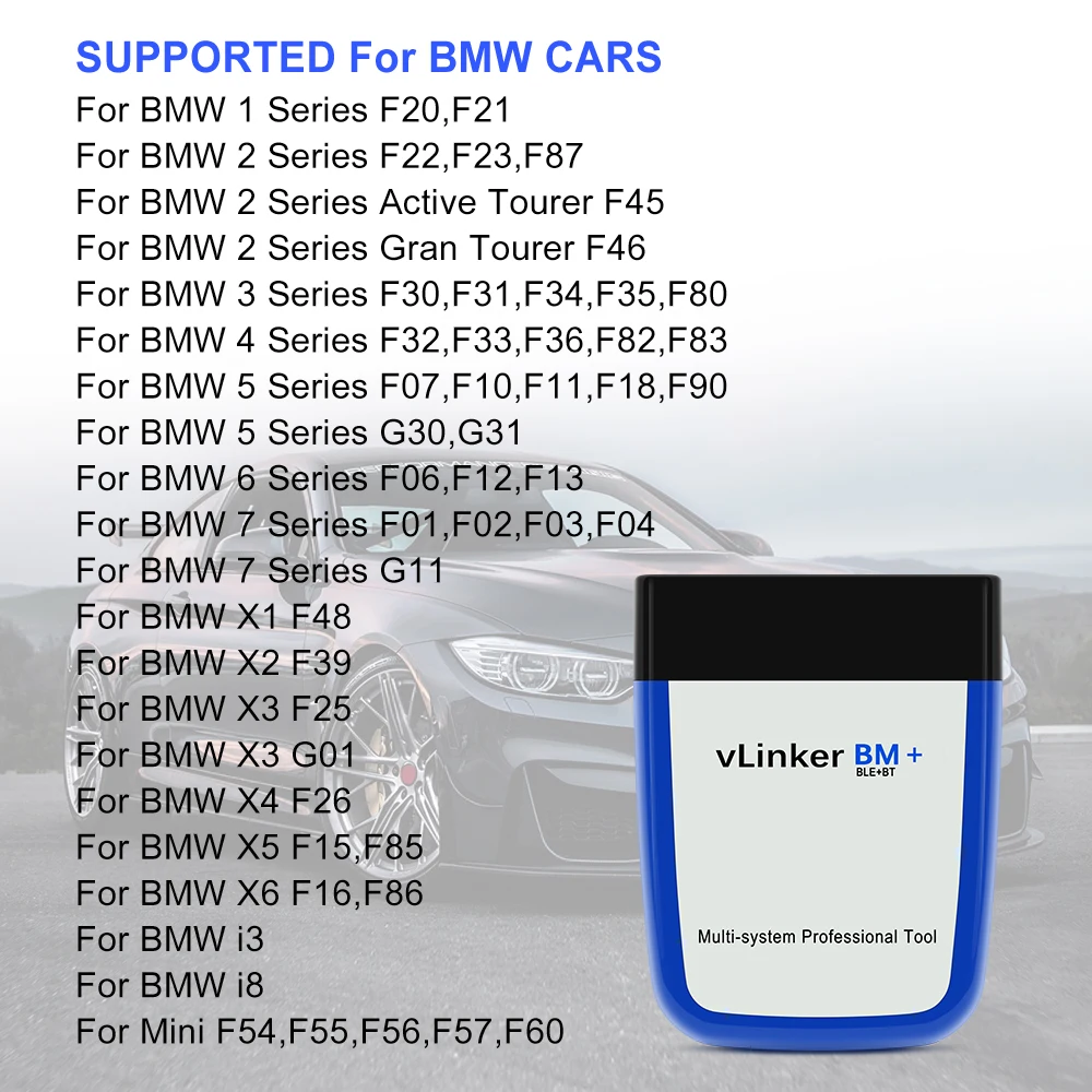 Автомобильный диагностический прибор Vgate vLinker BM ELM327 OBD 2 OBD2 для BMW Bluetooth Wi Fi