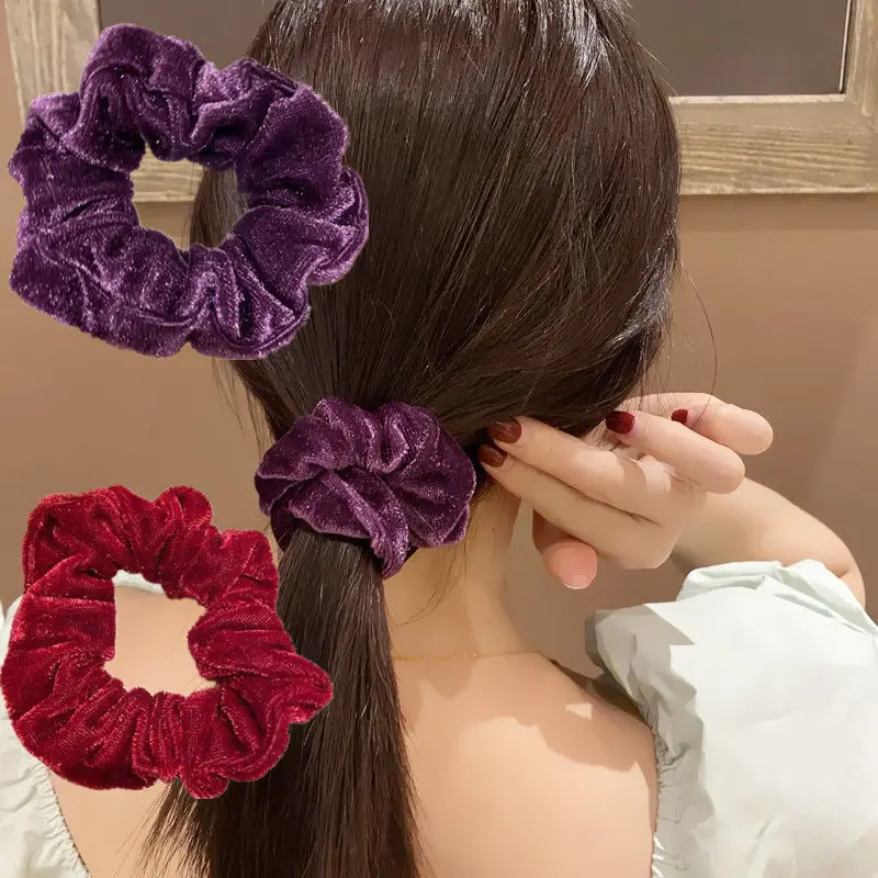 

Elegant Velvet Hair Ring Scrunchie Women Girls Elastic Hair Rubber Bands Gum Accessories Tie Hair Rope Ponytail Holder Headdress