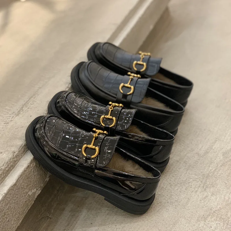 Thick Soled Leather Shoes Women 2021 Rabbit Hair Women's Shoes Comfortable Autumn Winter Warm Single Shoes Black Ladies Loafers
Thick Soled Leather Shoes Women 2021 Rabbit Hair Women's Shoes Comfortable Autumn Winter Warm Single Shoes Black Ladies Loafers