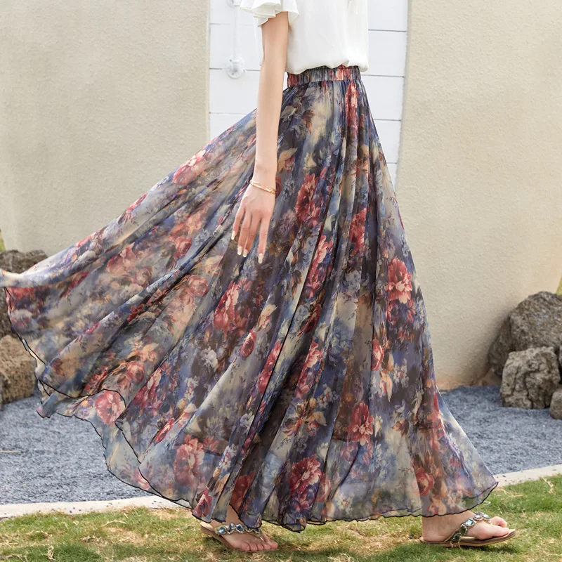 Summer Butterfly Floral Print Chiffon Skirt Women Long Skirts Beach Bohemian Holiday Elastic Waist Jupes
Summer Butterfly Floral Print Chiffon Skirt Women Long Skirts Beach Bohemian Holiday Elastic Waist Jupes