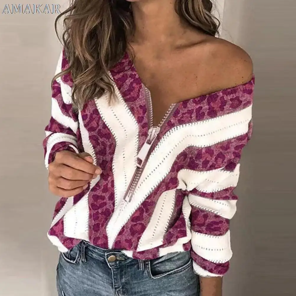 Elegant Knitted Women Sweater Zipper Leopard V Neck Autumn Winter Woman Sweaters Korean Long Sleeve Pullover Ladies Jumper 2021
Elegant Knitted Women Sweater Zipper Leopard V Neck Autumn Winter Woman Sweaters Korean Long Sleeve Pullover Ladies Jumper 2021