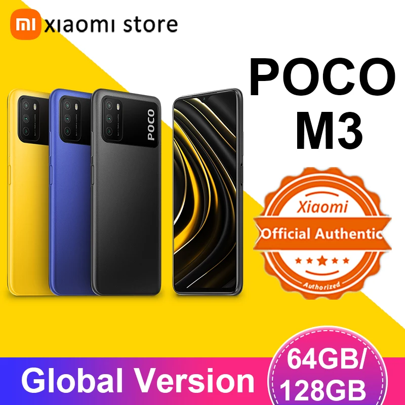 Смартфон POCO M3 4 Гб 64 128 Xiaomi глобальная версия мобильного телефона чехол для карман