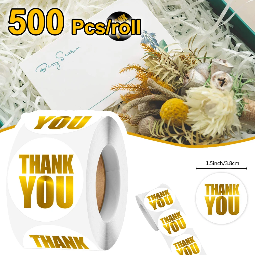 1.5 Inch Thank You Stickers Label Round Gold Foil Stamping For Packaging Box Stationary for Party & Holiday DIY Decorations
1.5 Inch Thank You Stickers Label Round Gold Foil Stamping For Packaging Box Stationary for Party & Holiday DIY Decorations