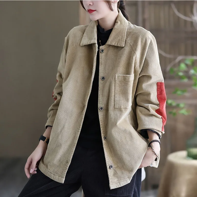 NINI WONDERLAND Women Patchwork Corduroy Vintage Jacket Coat 2021 Autumn Winter Turn Down Collar Casual Loose Cardigan Outerwear 
NINI WONDERLAND Women Patchwork Corduroy Vintage Jacket Coat 2021 Autumn Winter Turn Down Collar Casual Loose Cardigan Outerwear