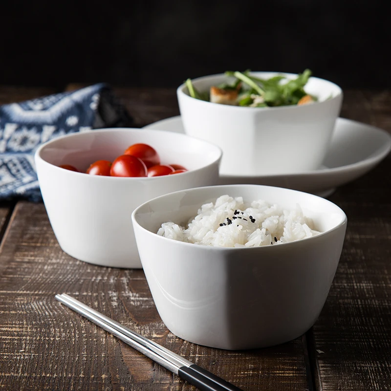 Ceramic Bowl White Simple Ceramic Bowl Household Combination Pure White Adult Dinner Bowl Personality Square Bowl Small Bowl
Ceramic Bowl White Simple Ceramic Bowl Household Combination Pure White Adult Dinner Bowl Personality Square Bowl Small Bowl