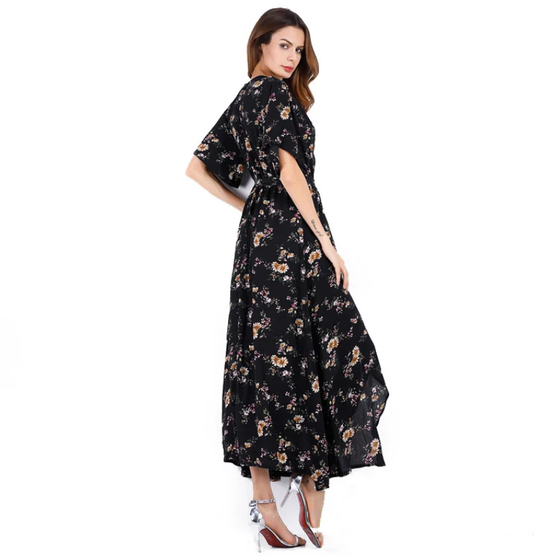 Summer Women's Short-sleeved French Floral V-neck Dress for Beach Vacation in Europe and America Chiffon Split Skirt
Summer Women's Short-sleeved French Floral V-neck Dress for Beach Vacation in Europe and America Chiffon Split Skirt