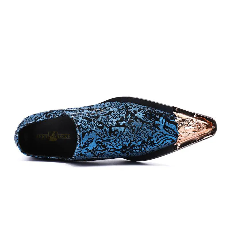Italian Floral Printed Blue Wedding Dress Shoes Men Genuine Leather Male Banquet Office Party Metal Pointed Toe Slip On Loafers
Italian Floral Printed Blue Wedding Dress Shoes Men Genuine Leather Male Banquet Office Party Metal Pointed Toe Slip On Loafers