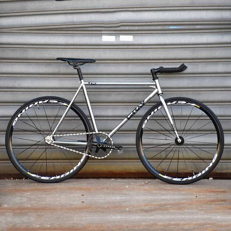 Gray 700C Fixed Gear Bike Silver Electroplating Chrome Molybdenum Frame Single Speed Bike 52cm Fixie Bicycle with V brakes 
Gray 700C Fixed Gear Bike Silver Electroplating Chrome Molybdenum Frame Single Speed Bike 52cm Fixie Bicycle with V brakes