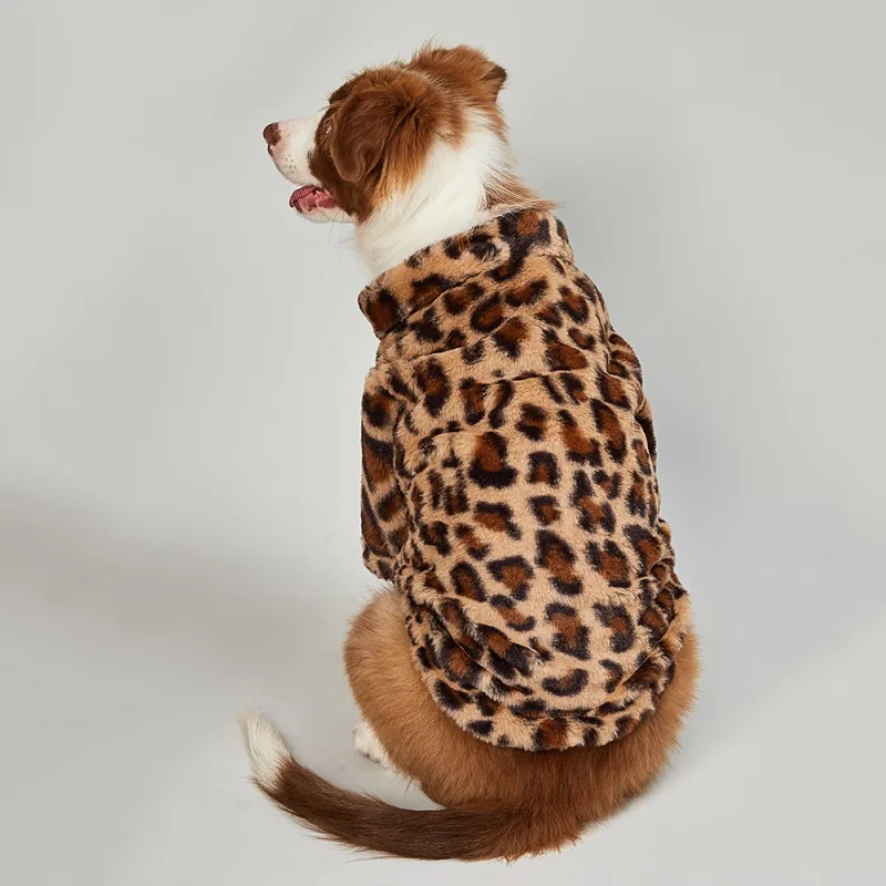 Одежда для собак свитер домашних животных на зиму мягкое пальто с леопардовым
