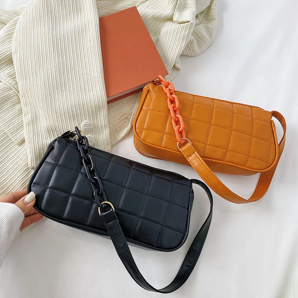 Casual Solid Plaid Pattern Shoulder Underarm Bags For Women Fashion PU Leather Chain Small Handbags Ladies Daily Shoulder Bags
Casual Solid Plaid Pattern Shoulder Underarm Bags For Women Fashion PU Leather Chain Small Handbags Ladies Daily Shoulder Bags