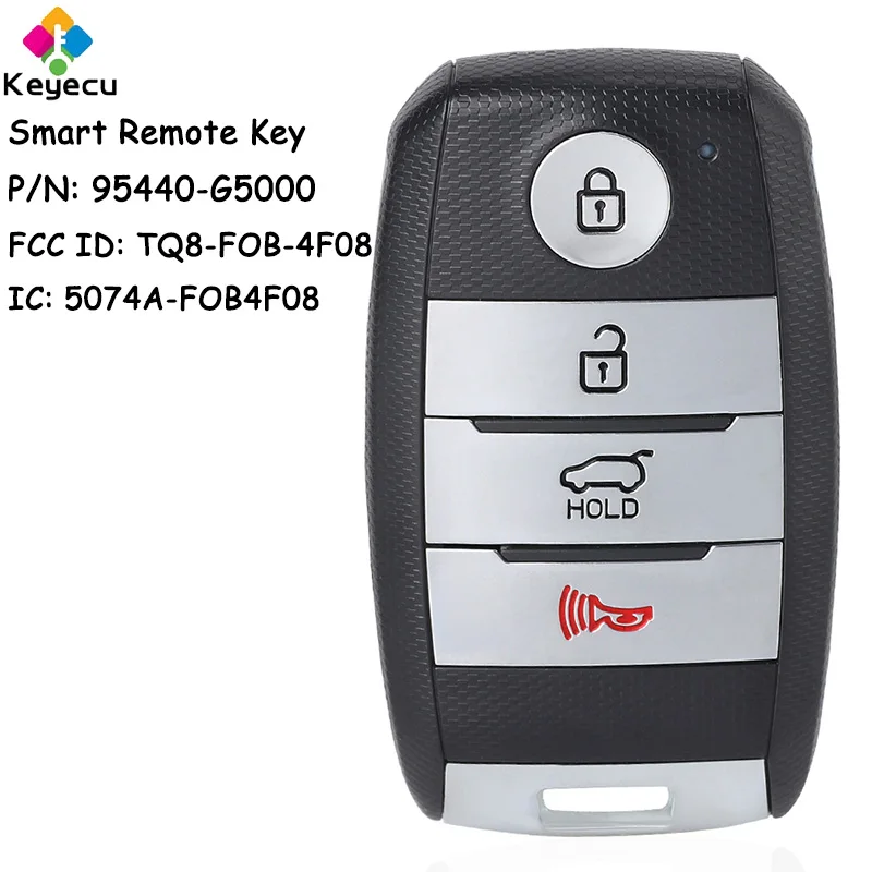 KEYECU Keyless-Go Smart Remote Car Key With 4 Buttons 433.92MHz ID47 Chip for Kia Niro 2017 2018 2019 2020 Fob P/N: 95440-G5000
KEYECU Keyless-Go Smart Remote Car Key With 4 Buttons 433.92MHz ID47 Chip for Kia Niro 2017 2018 2019 2020 Fob P/N: 95440-G5000