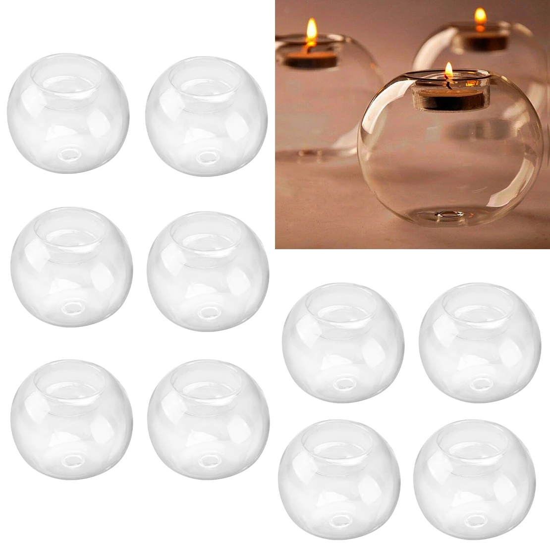 10Pcs 8cm Clear Glass Tea Light Candle Holder Ball Shape Candlestick Wedding Party Decoration Bauble
10Pcs 8cm Clear Glass Tea Light Candle Holder Ball Shape Candlestick Wedding Party Decoration Bauble